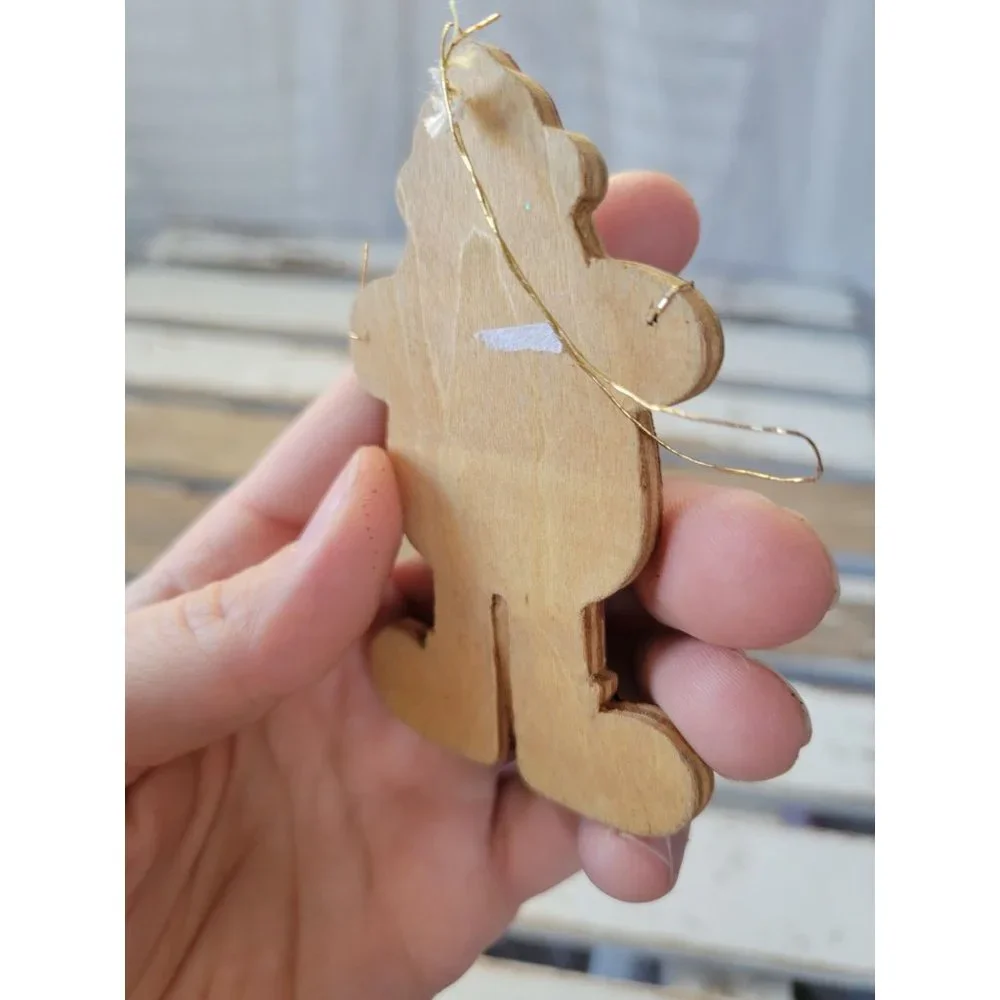 Santa Bell‎ country wooden handmade ornament Xmas holiday tree